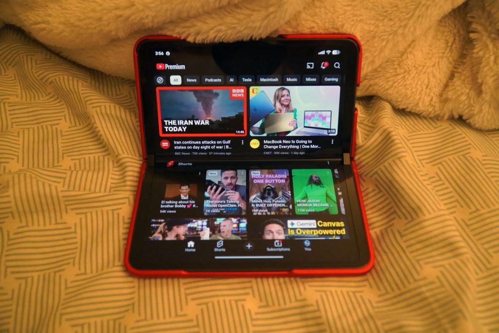 Google Pixel Fold unfolded screen media consumption