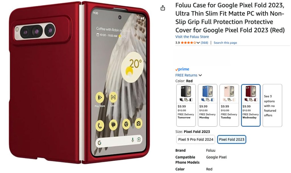 Foluu Case for Google Pixel Fold 2023, Ultra Thin Slim Fit Matte PC with Non-Slip Grip Full Protection Protective Cover for Google Pixel Fold 2023