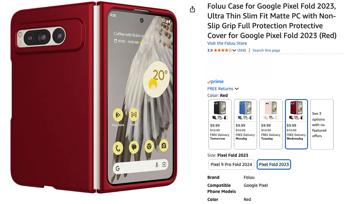 Foluu Case for Google Pixel Fold 2023, Ultra Thin Slim Fit Matte PC with Non-Slip Grip Full Protection Protective Cover for Google Pixel Fold 2023