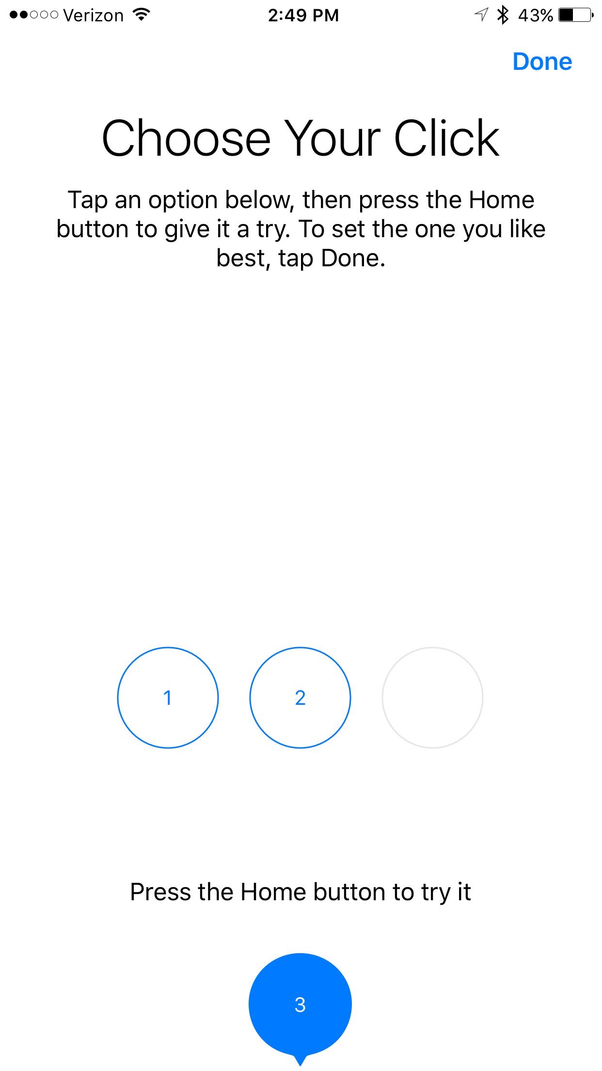 Home Button Taptic setting