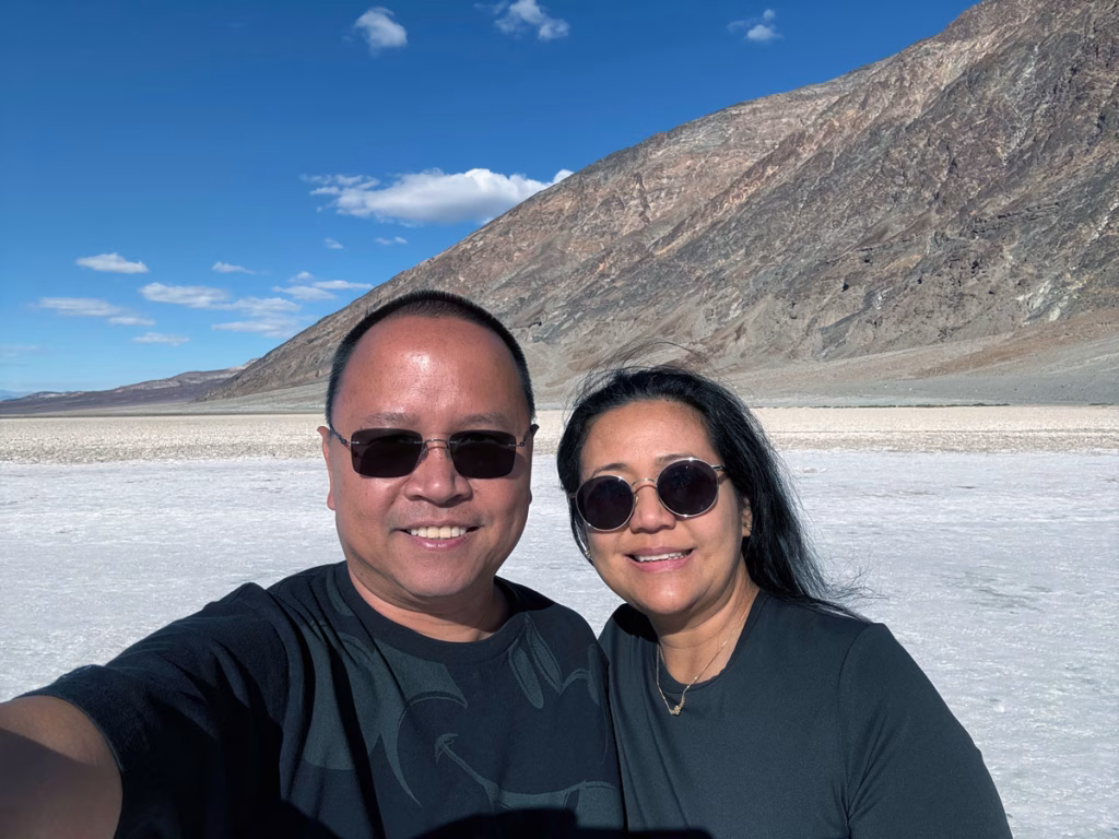 A couple at Bad Water Basin Death Valley