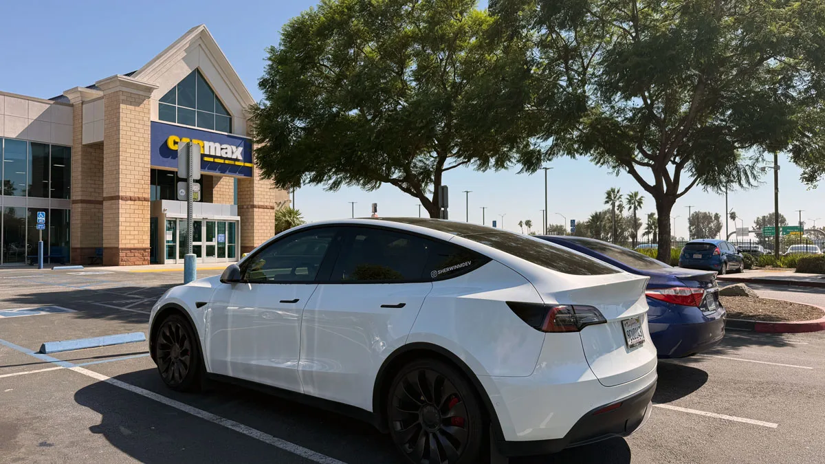 model y performance in front of carmax