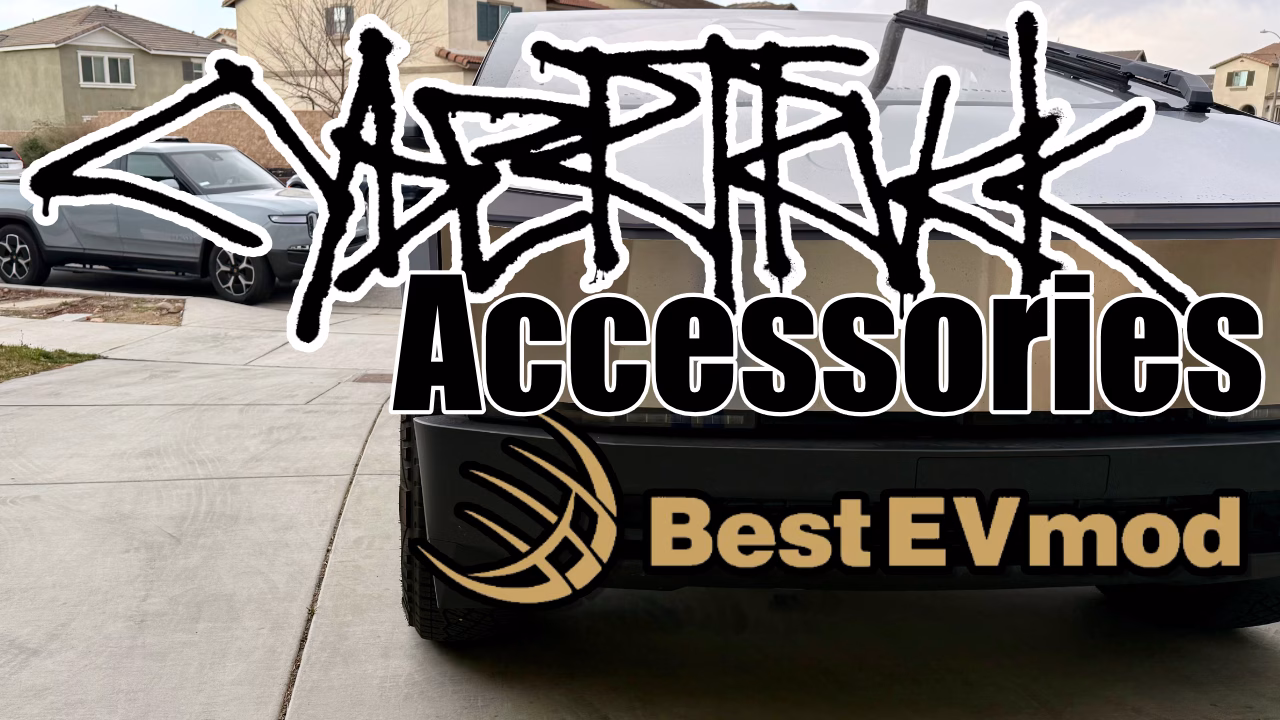 Cybertruck on the driveway with Rivian R1T