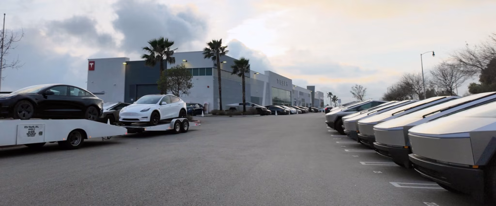 Upland Tesla with Cybertrucks