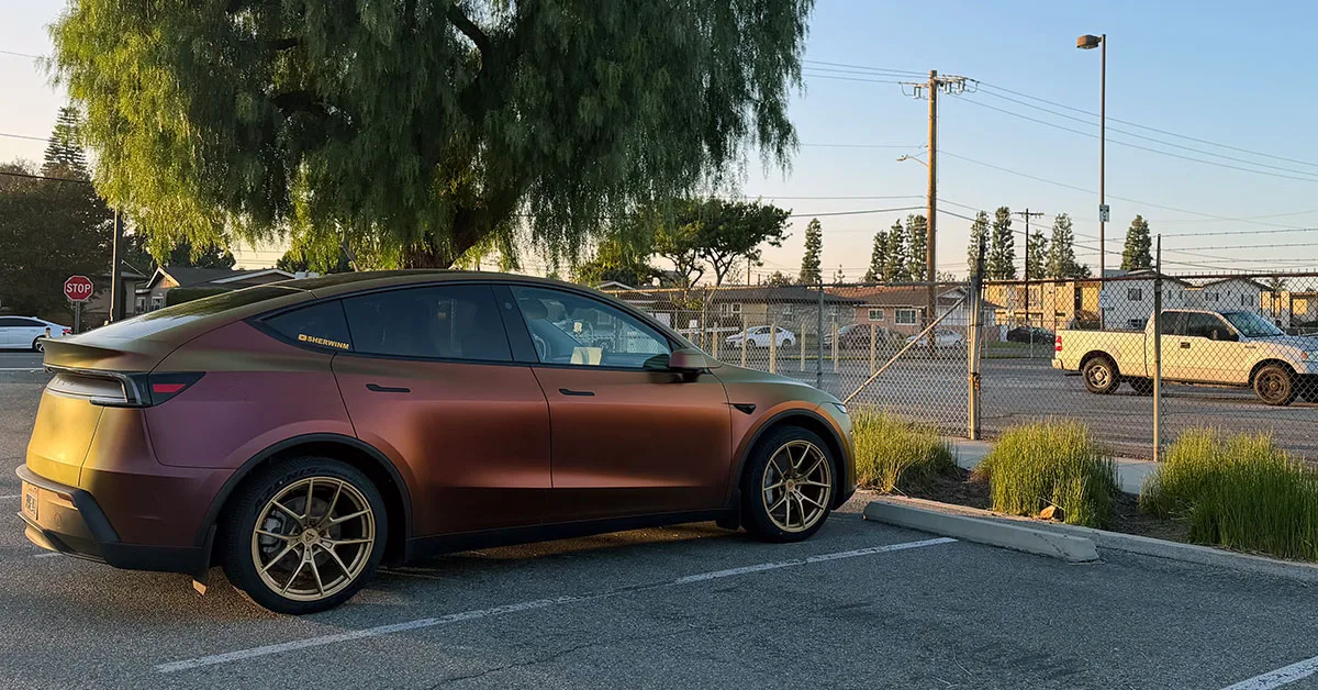 Wrapped Model Y Juniper with RVRN wheels