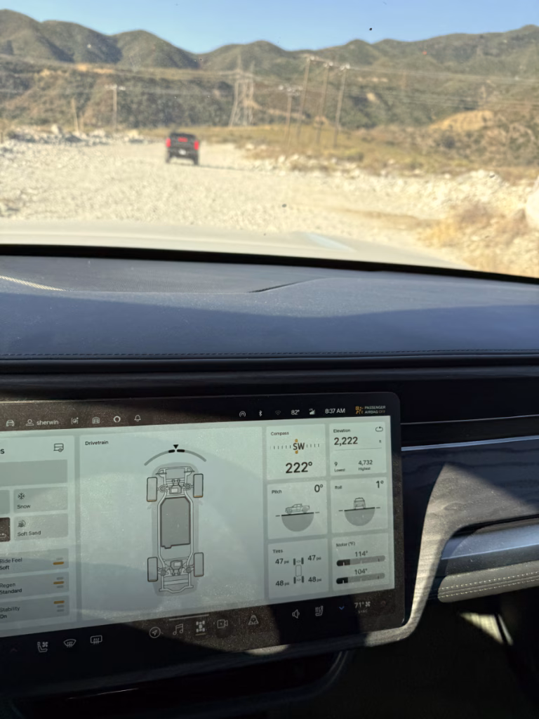 Rivian off-road screen