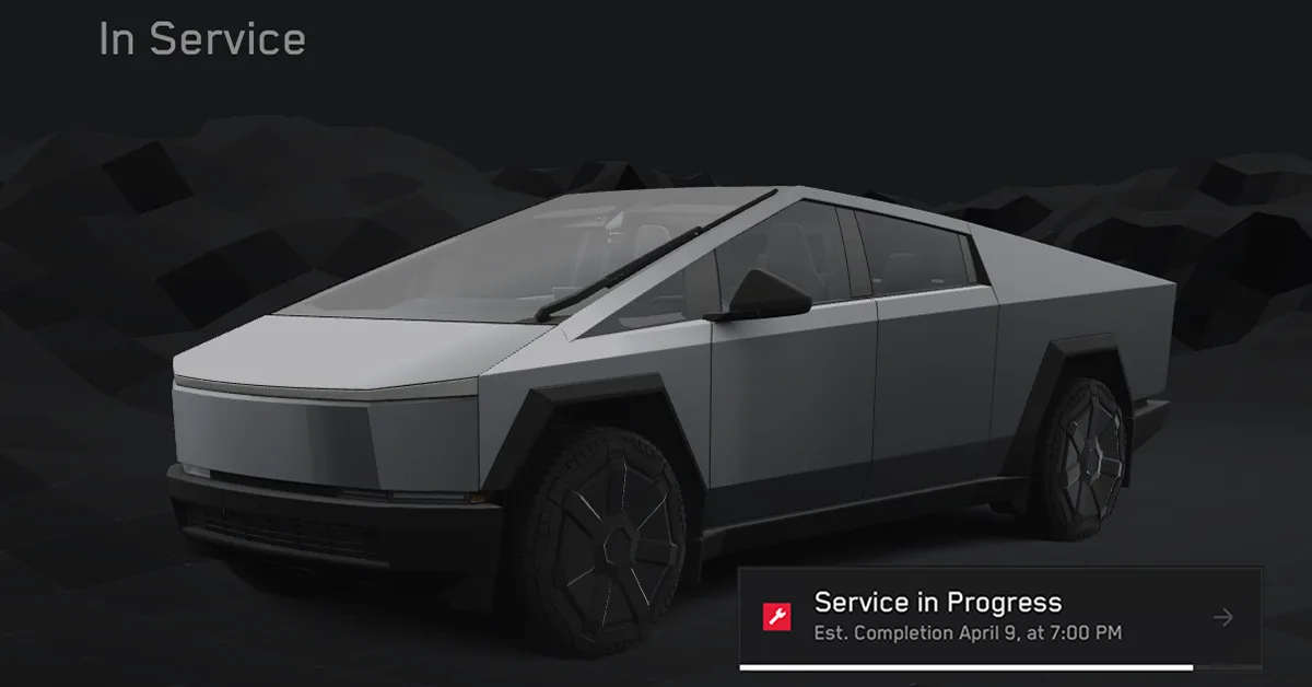 cybertruck in tesla app service mode