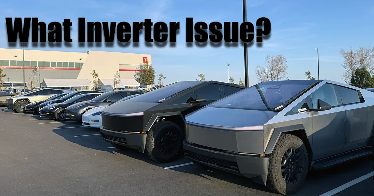 Tesla Cybertrucks parked in a row