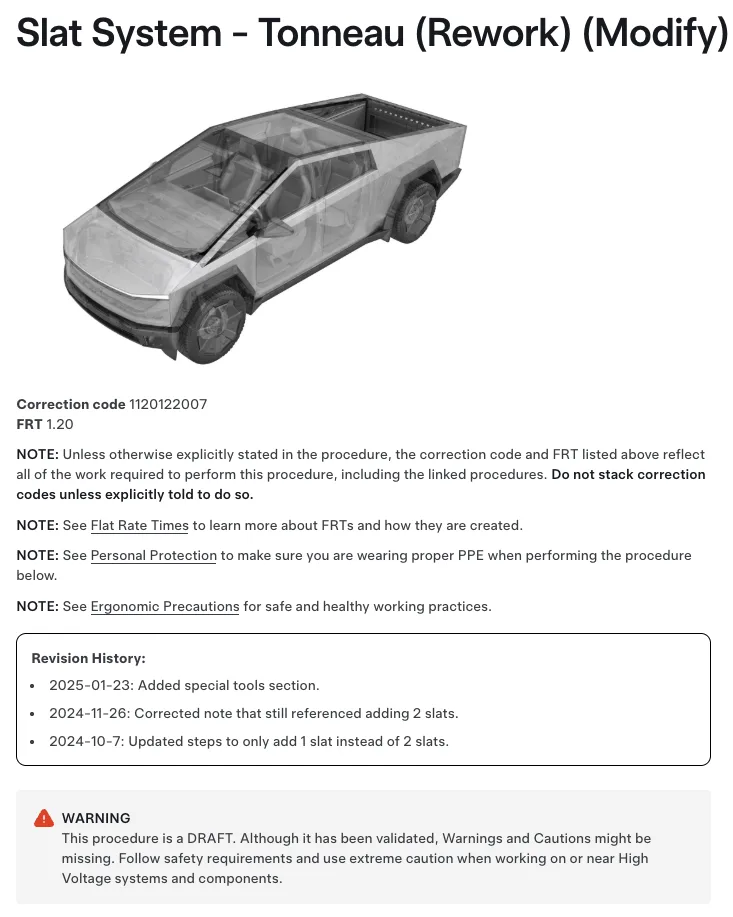 Cybertruck manual on tonneau cover slat