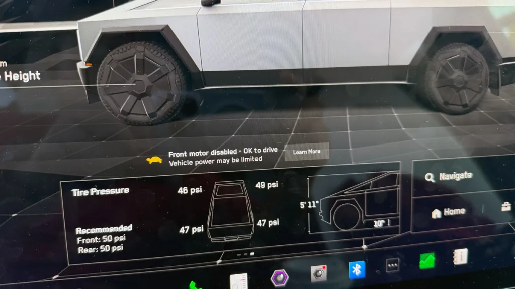 Cybertruck display with turtle mode