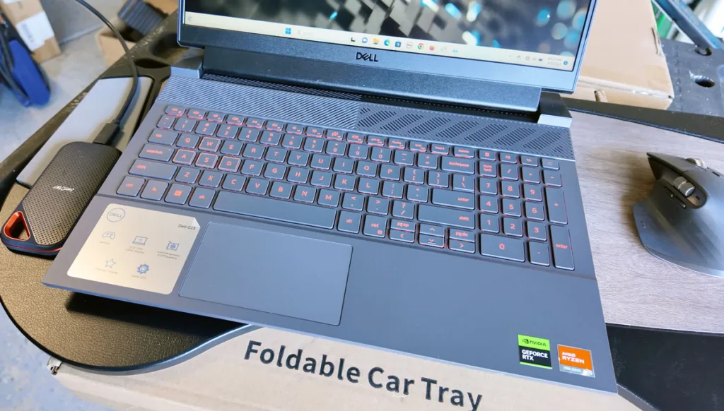 Jowua car tray for Tesla with Dell laptop