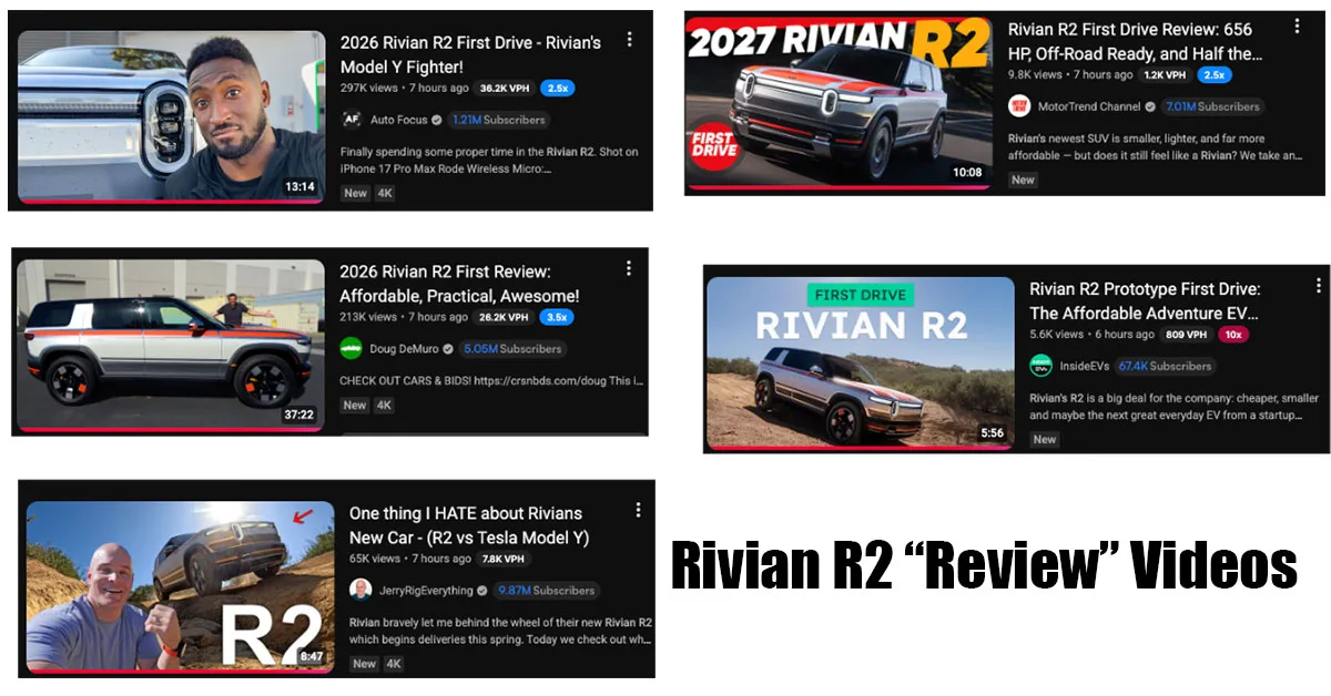 Influencer videos on Rivian R2
