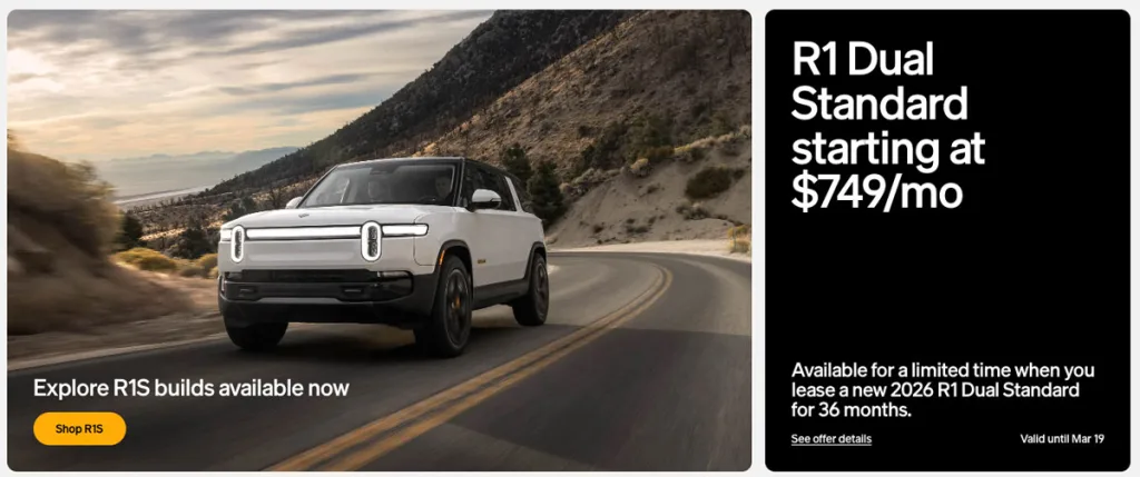 rivian r1s dual standard lease deal