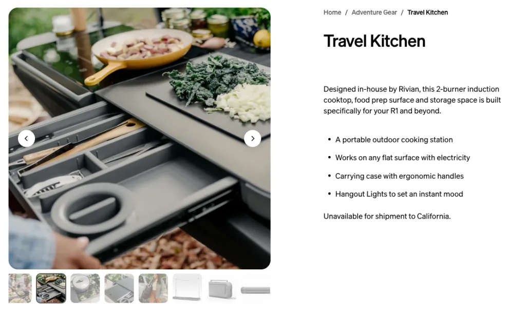 Rivian travel kitchen