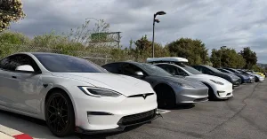 Many EVs Tesla parked